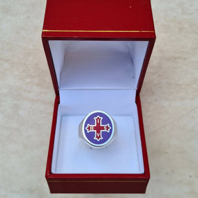 Red Cross of Constantine Ring - 925K Sterling Silver With Inside Engraving - Bricks Masons