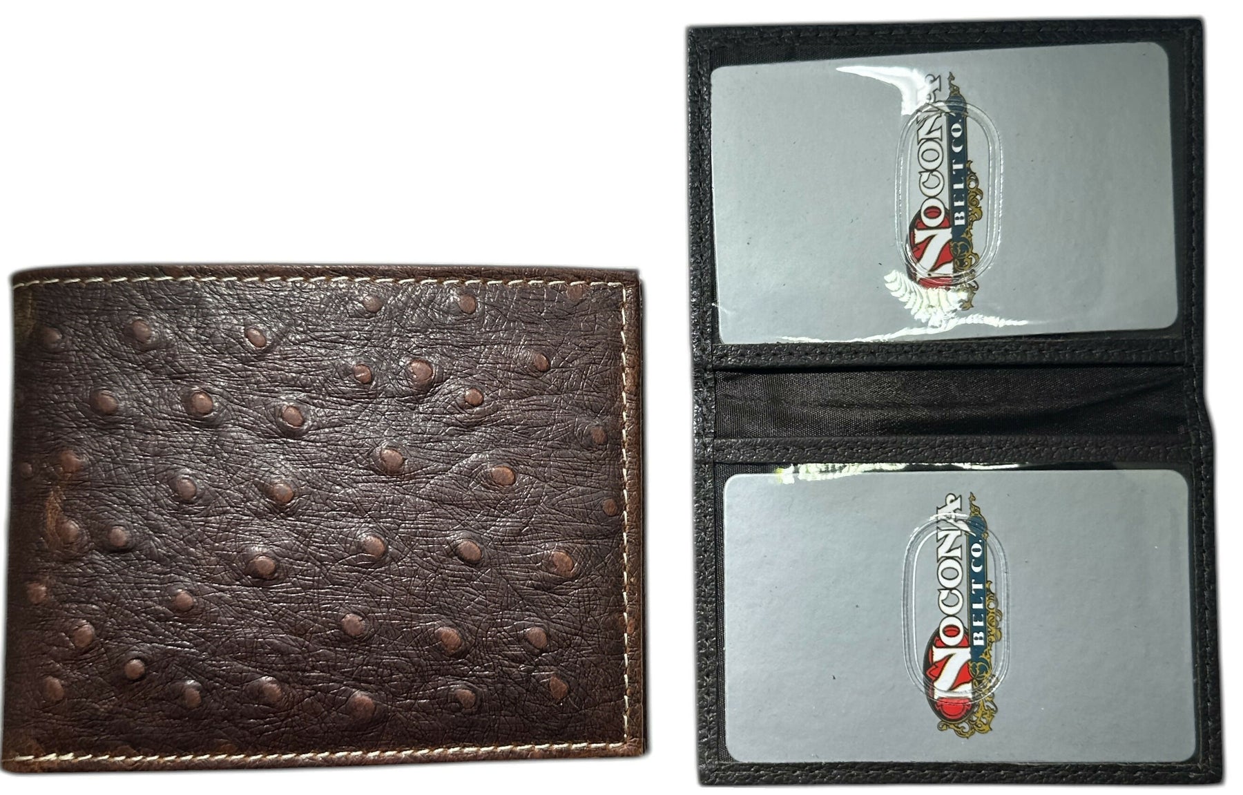 OES Wallet - Nocona Ostrich Print Leather Bifold