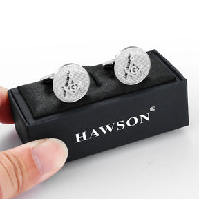 Master Mason Blue Lodge Cufflink - Silver Stainless Steel