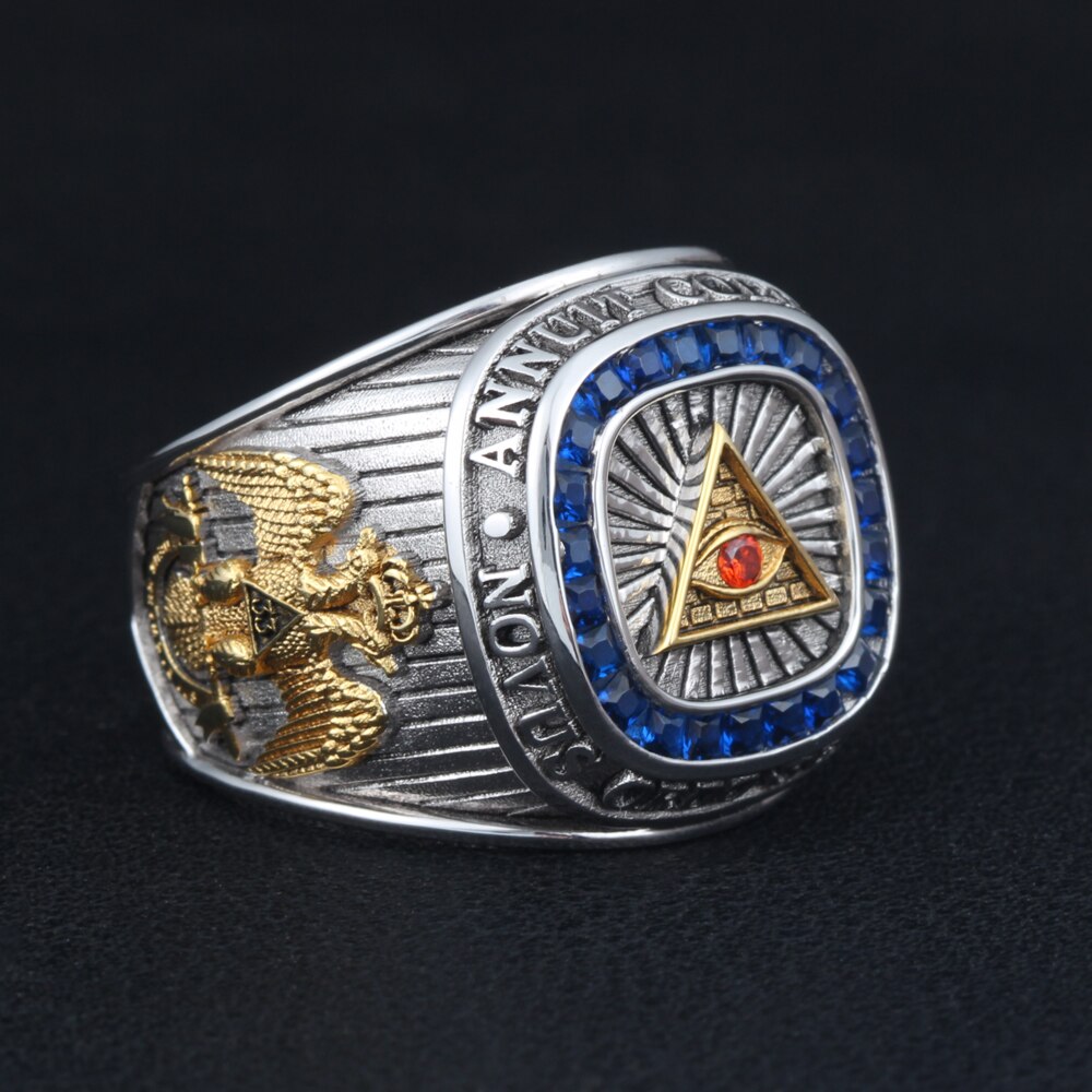 Master Mason Blue Lodge Ring / 33rd Degree Scottish Rite / Eye Of providence Ring -  925 Sterling Silver - Bricks Masons