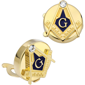 Master Mason Blue Lodge Button Cover - Copper Square & Compass G With Rhinestone