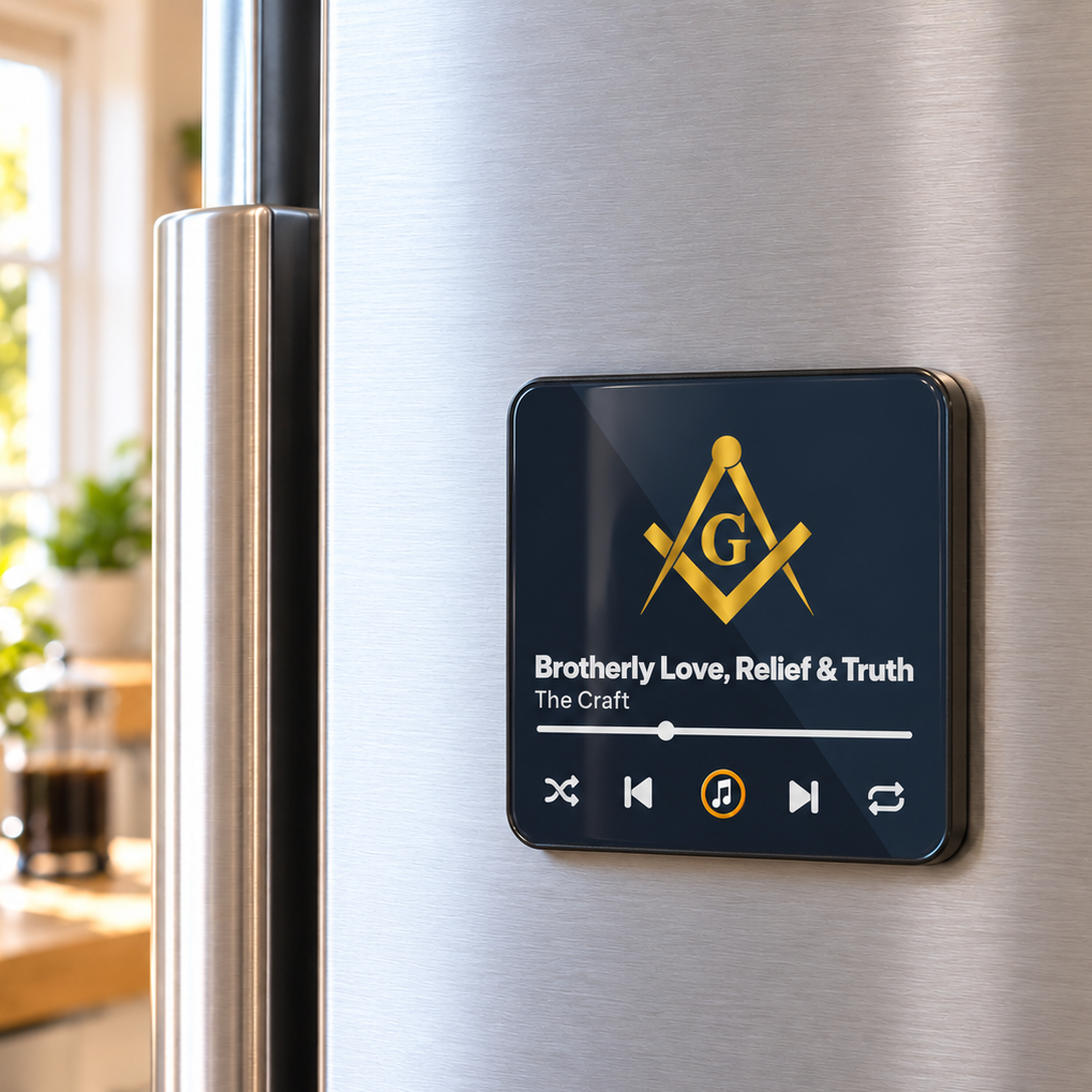 Fellowcraft Blue Lodge Refrigerator Magnet - Black & Gold Music Album Brotherly Love Relief & Truth