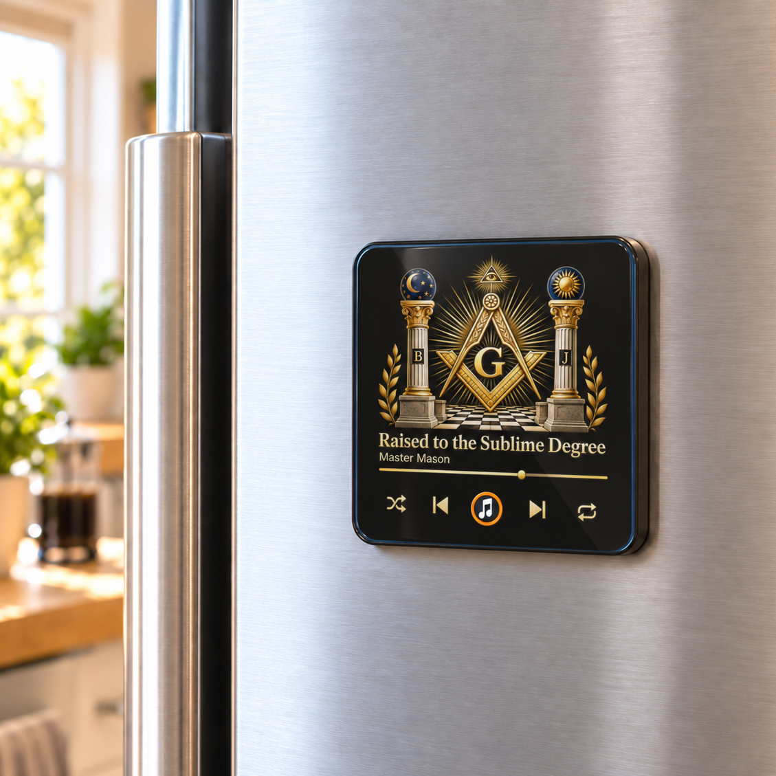 Master Mason Blue Lodge Refrigerator Magnet - Music Album With S&C Raised To The Sublime Degree
