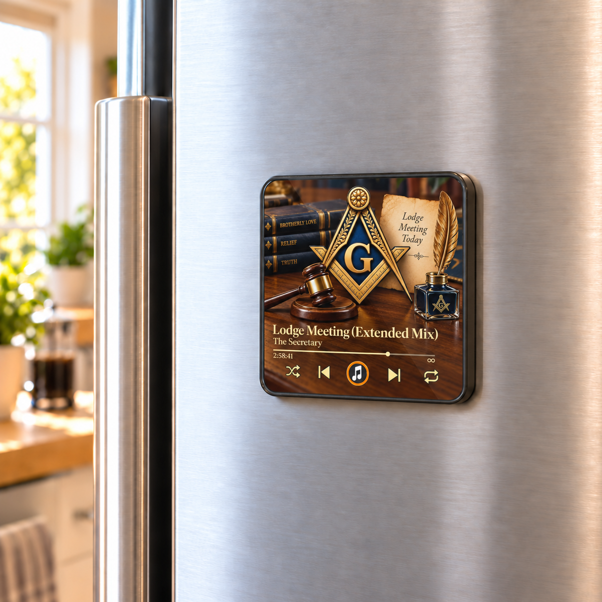 Master Mason Blue Lodge Refrigerator Magnet - Glossy Music Album Lodge Meeting Extended