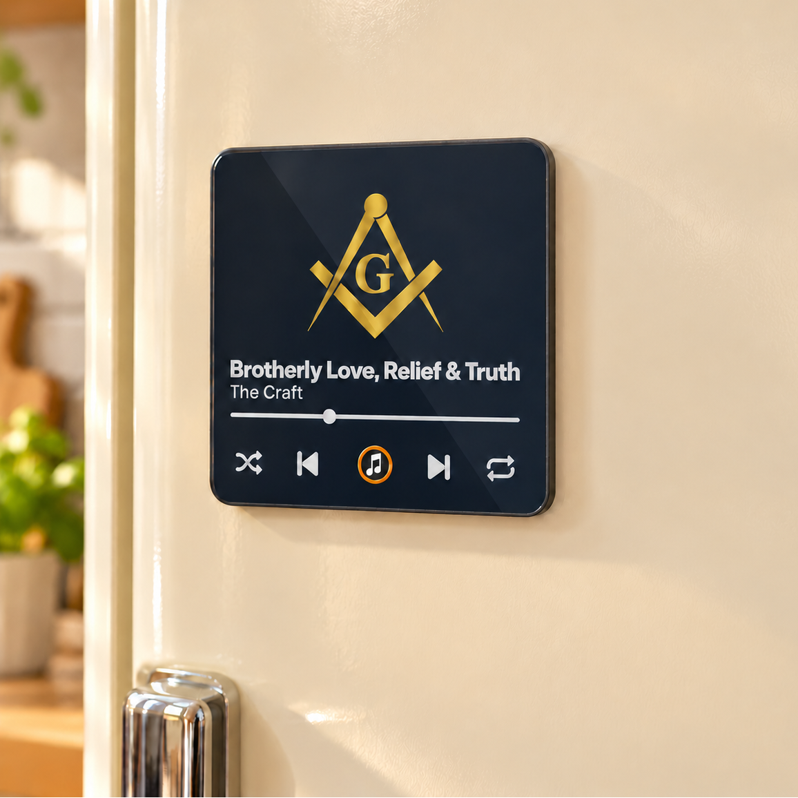 Fellowcraft Blue Lodge Refrigerator Magnet - Black & Gold Music Album Brotherly Love Relief & Truth