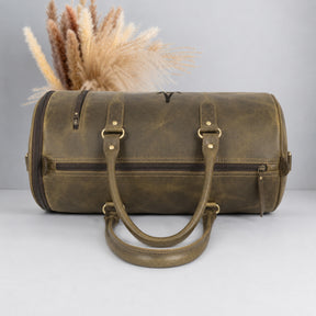 Master Mason Blue Lodge Travel Bag - Premium Leather Round Duffle Shape Customizable