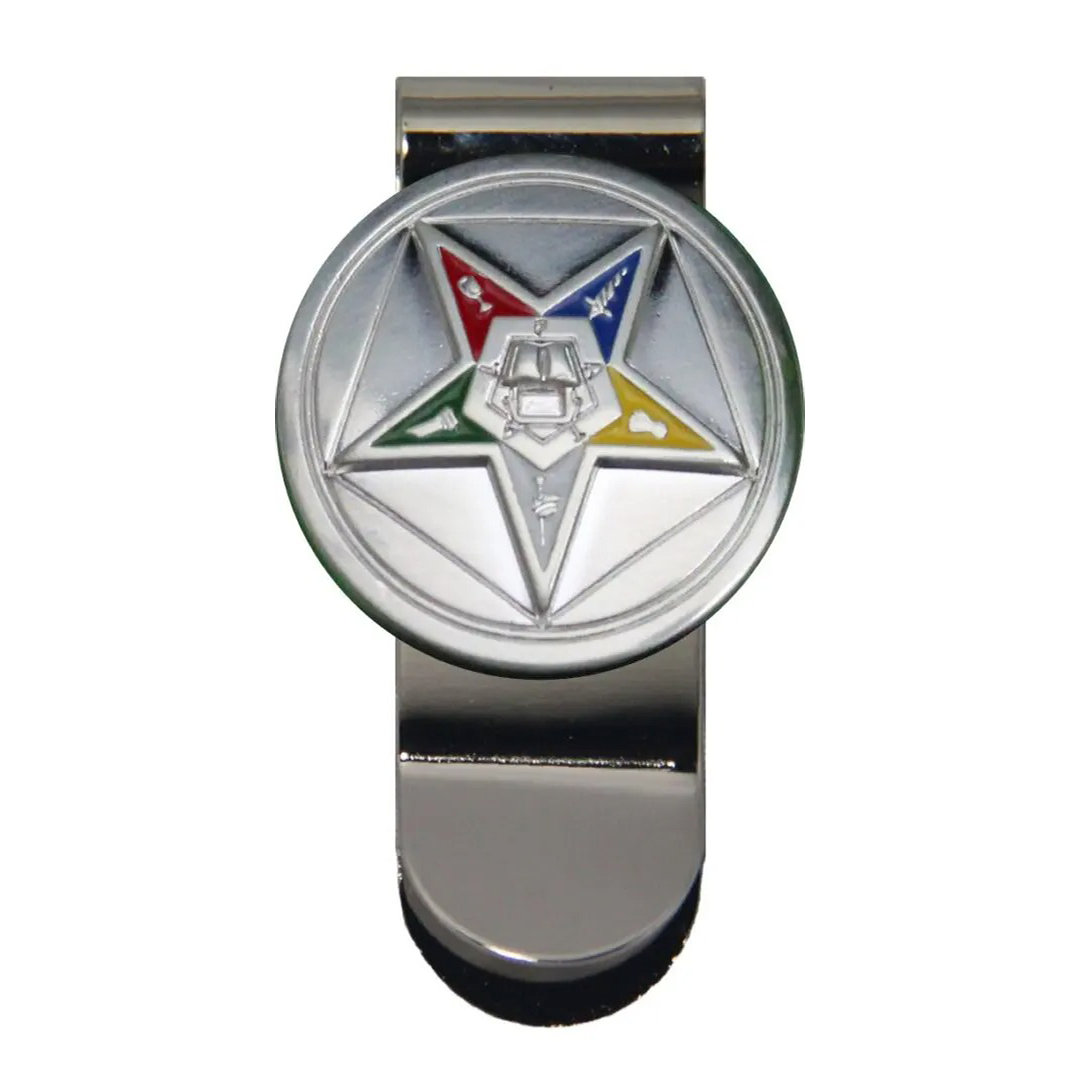 OES Money Clip - Chrome With Star Emblem - Bricks Masons