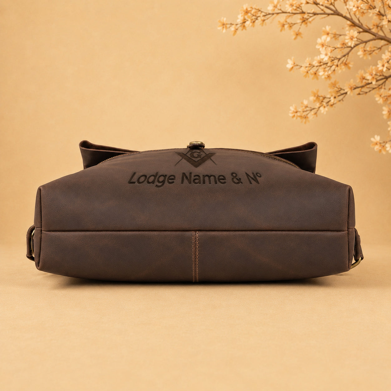 Master Mason Blue Lodge Backpack - Customizable Crazy Horse Leather With Roll-top Flap