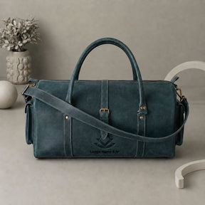 Past Master Blue Lodge Travel Bag - Crazy Horse Leather Round Duffle Shape