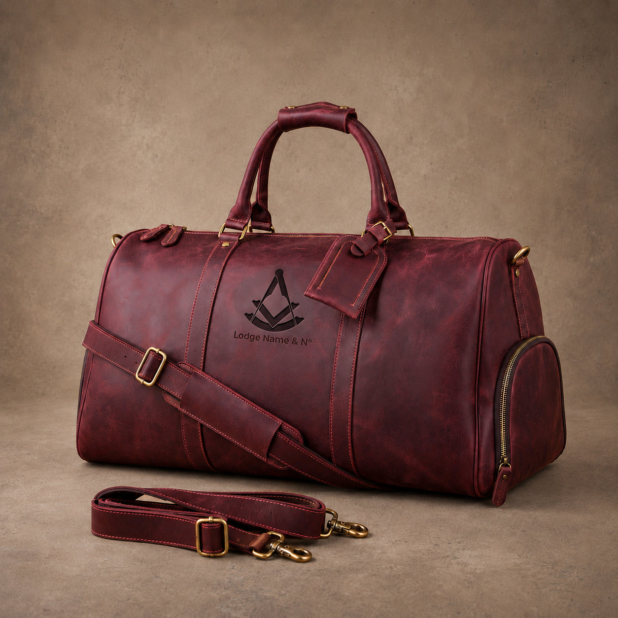 Past Master Blue Lodge Travel Bag - Ruby Premium Crazy Horse Leather