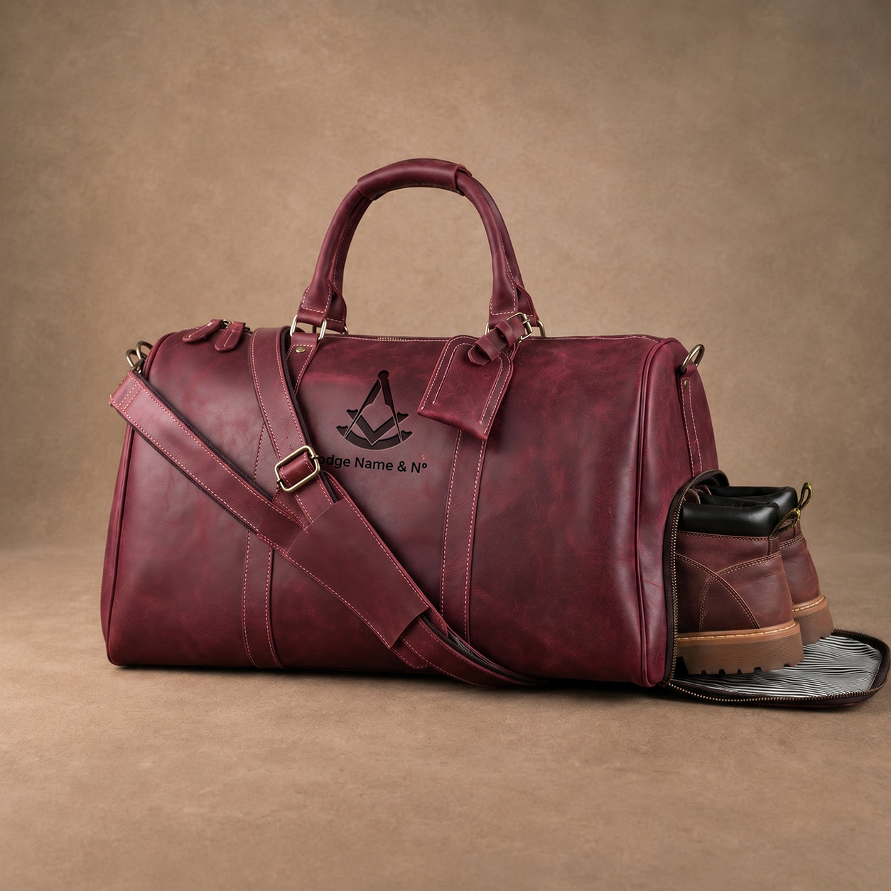 Past Master Blue Lodge Travel Bag - Ruby Premium Crazy Horse Leather