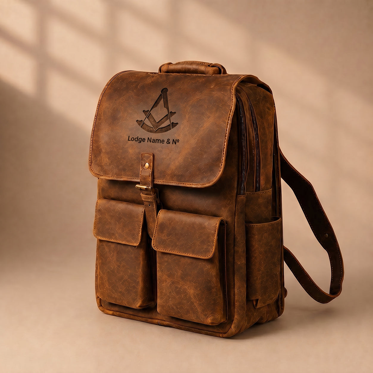 Past Master Blue Lodge Backpack - Hazelnut Full-grain Buffalo Leather With Pockets