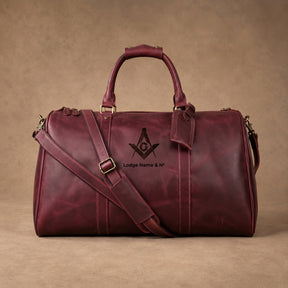 Master Mason Blue Lodge Travel Bag - Ruby Premium Crazy Horse Leather