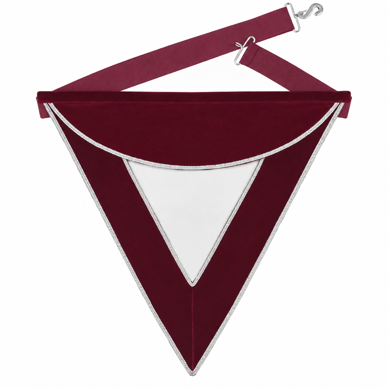 Member Royal & Select Masters Apron - Maroon Velvet With Silver Braid - Bricks Masons