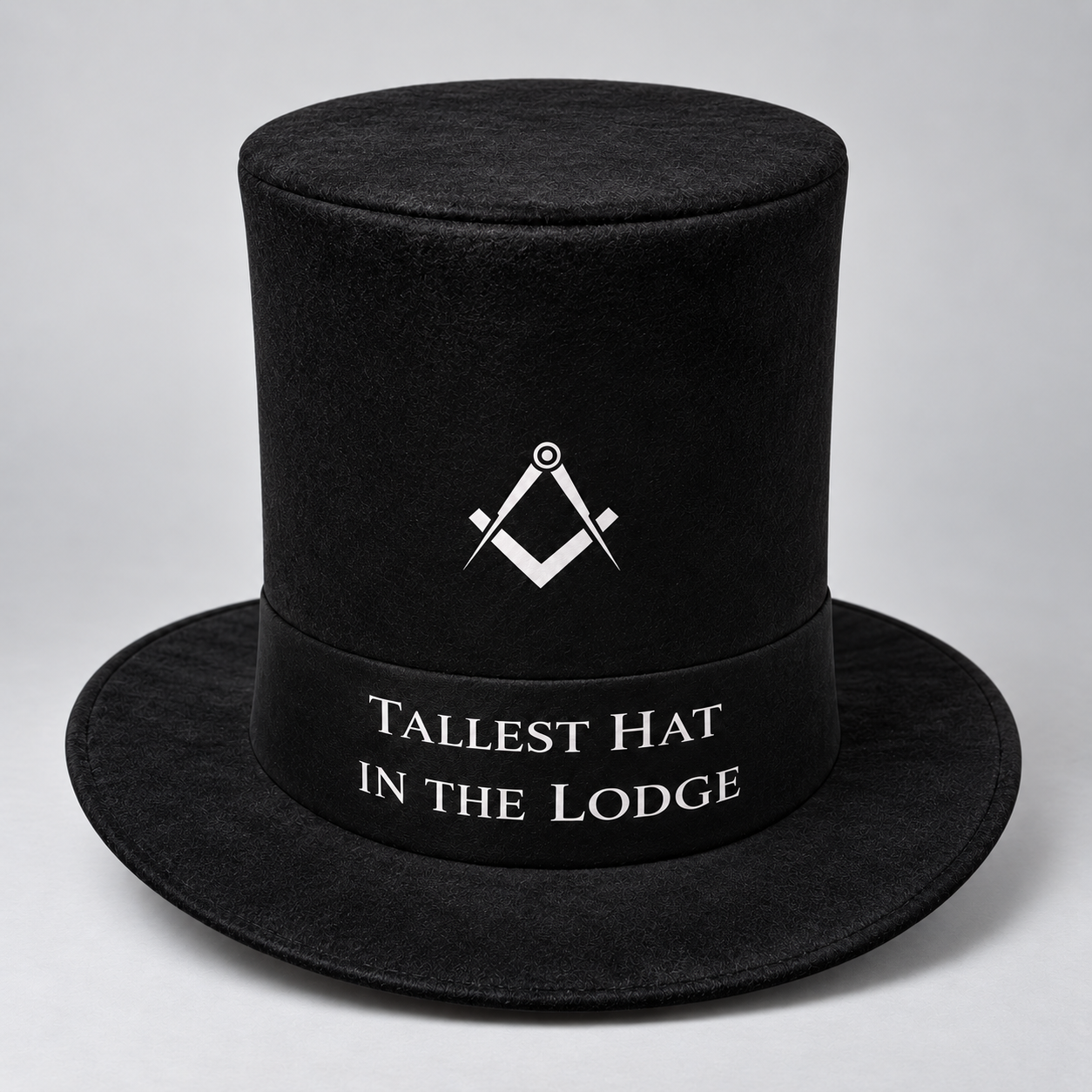 Master Mason Blue Lodge Novelty Hat - Tallest Hat In The Lodge Black Velvet With White S & C - Bricks Masons