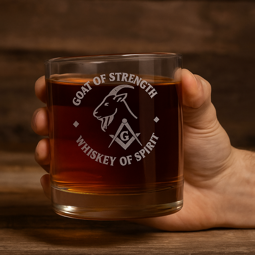 Vaso de whisky de la Logia Azul de Maestro Masón - S&amp;C G Whisky de Cabra Fuerte