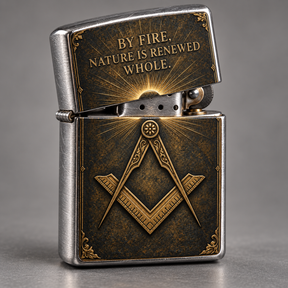 Master Mason Blue Lodge Lighter - Antique Brass By Fire Nature Is Renewed Whole Zippo®