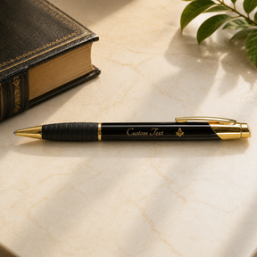 Master Mason Blue Lodge Pen - Golden Square & Compass G Engraving with Customization