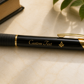 Master Mason Blue Lodge Pen - Golden Square & Compass G Engraving with Customization