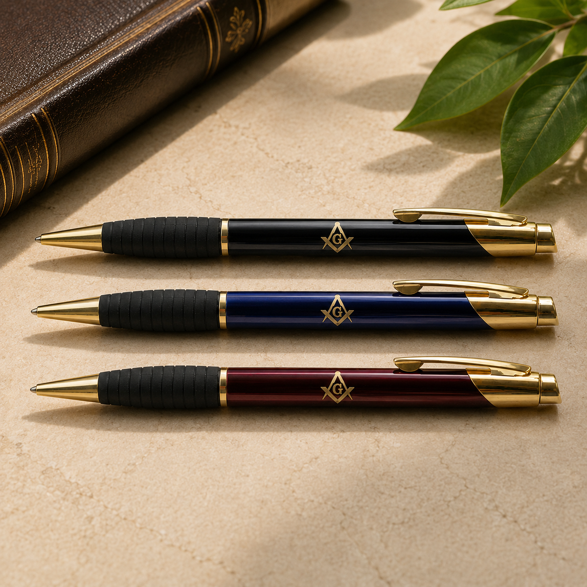 Master Mason Blue Lodge Pen - Golden Square & Compass G Engraving