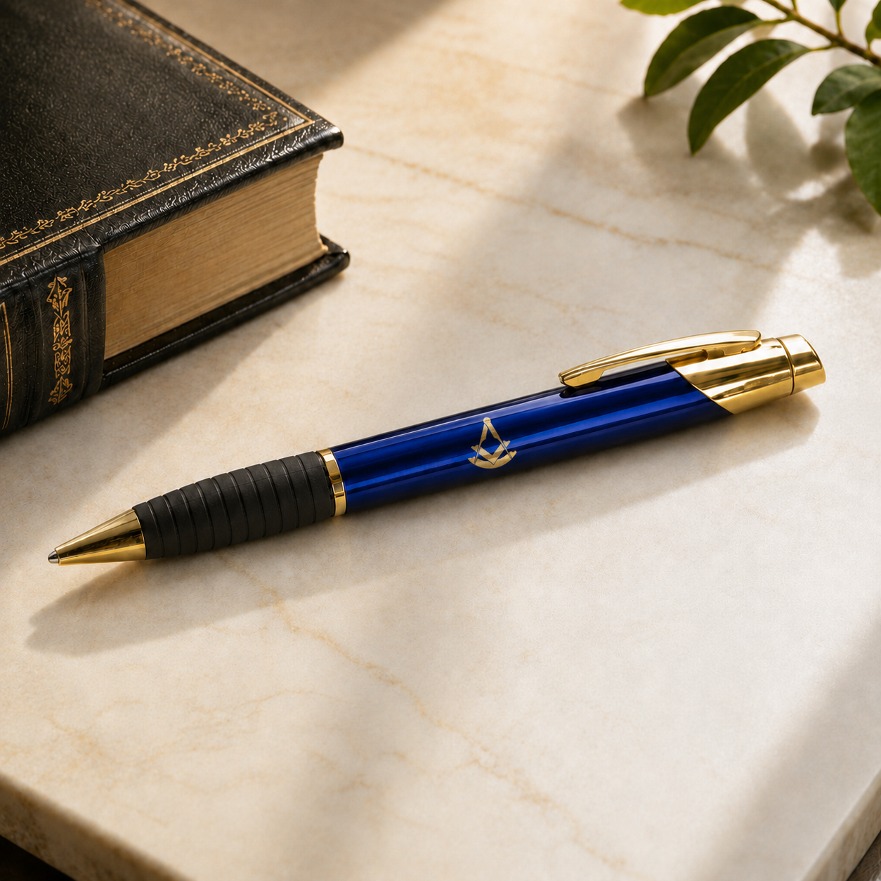 Past Master Blue Lodge Pen - Square & Compass with Quadrant Engraving