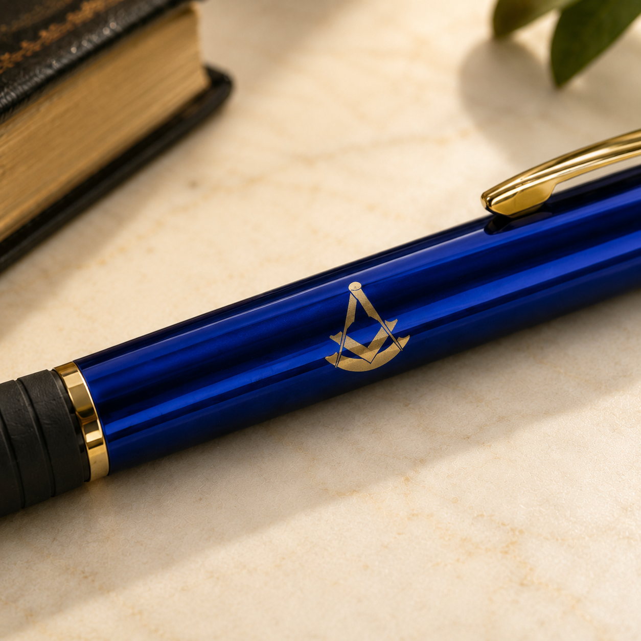 Past Master Blue Lodge Pen - Square & Compass with Quadrant Engraving