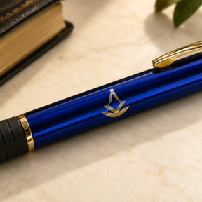 Past Master Blue Lodge Pen - Square & Compass with Quadrant Engraving
