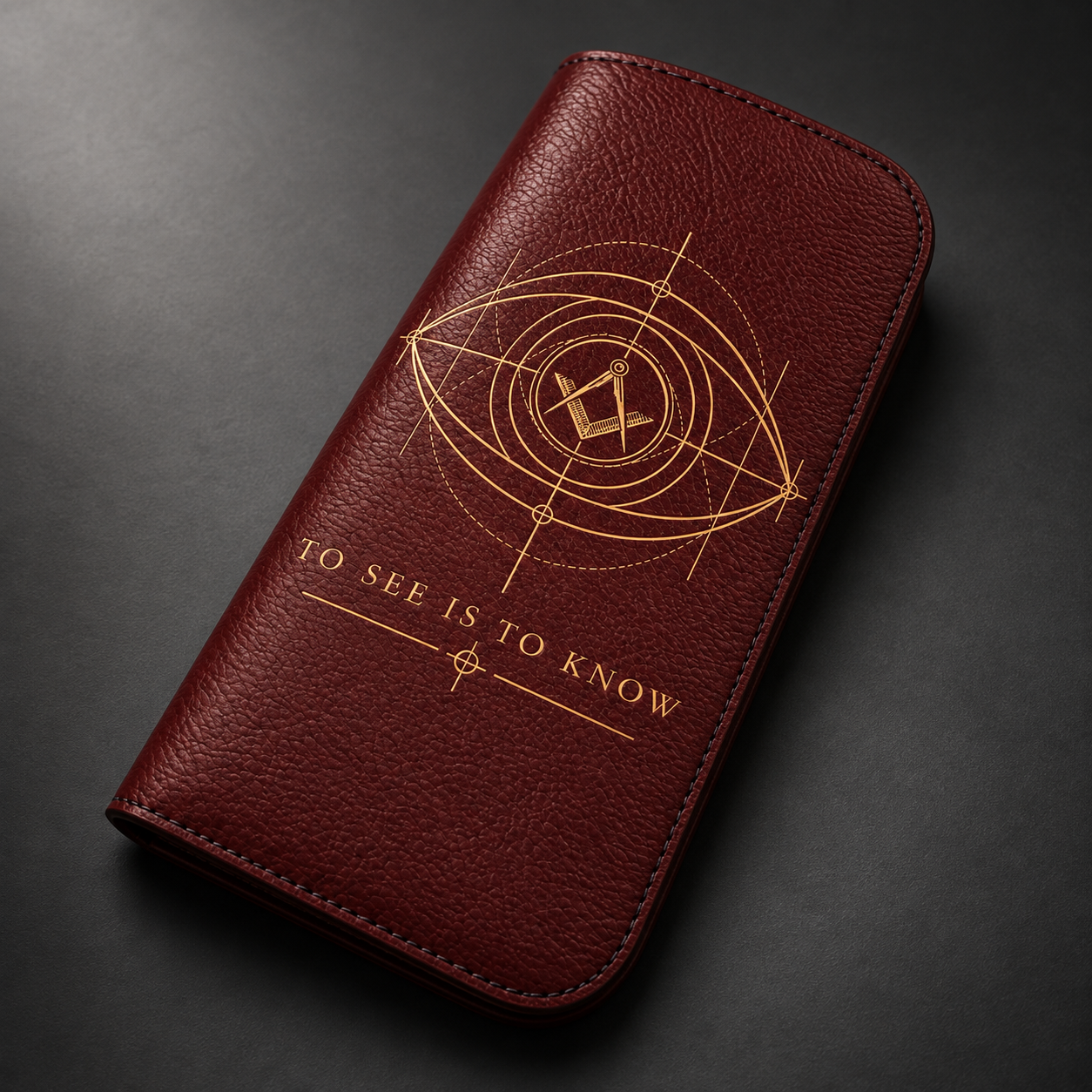 Master Mason Blue Lodge Glasses Case - Burgundy Nappa Leather To See Is To Know