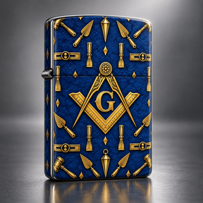 Master Mason Blue Lodge Lighter - Blue With Gold S & C Masonic Working Tools Zippo®