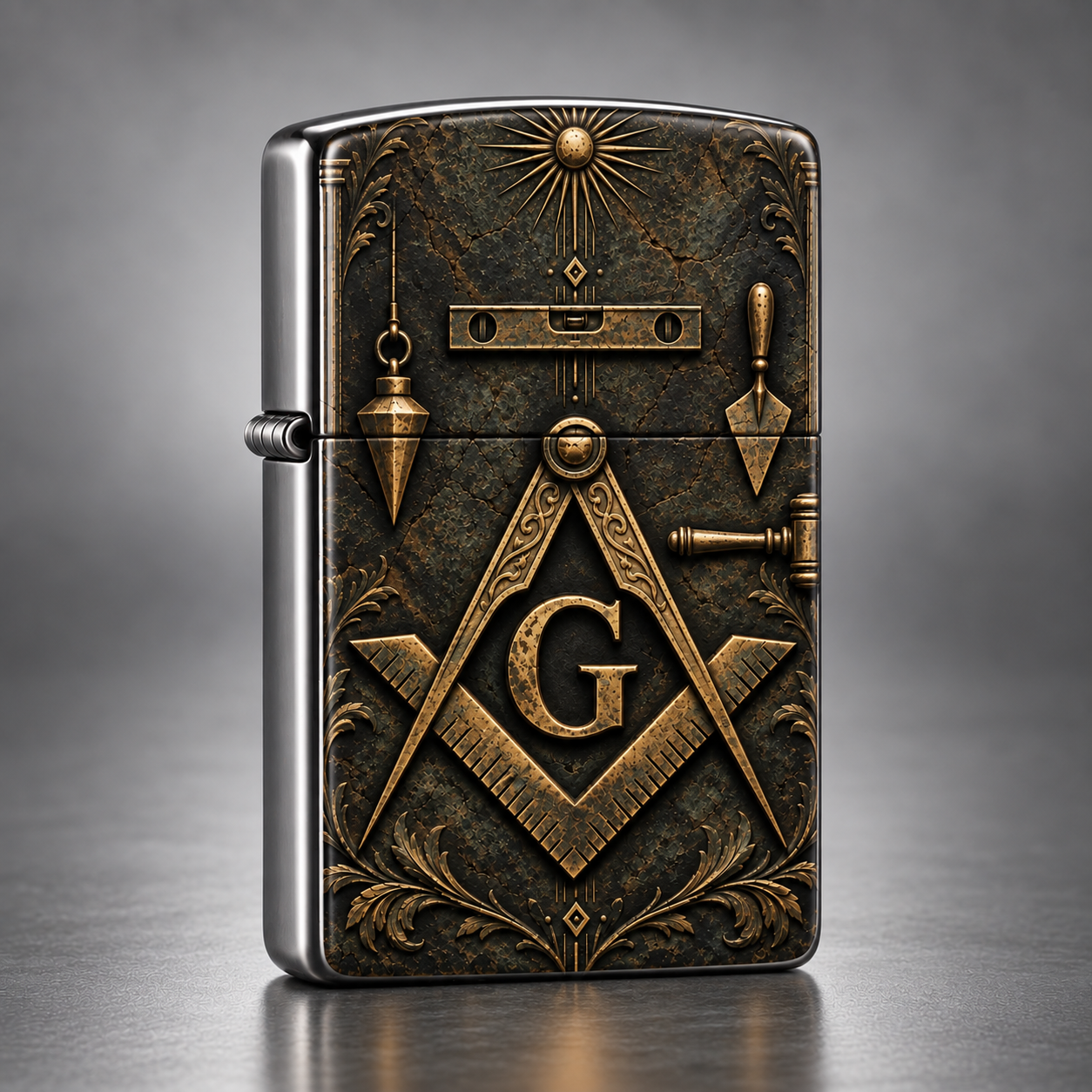 Master Mason Blue Lodge Lighter - Brushed Chrome Masonic Working Tools Zippo®