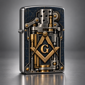 Master Mason Blue Lodge Lighter - Brushed Chrome Mechanical Masonic Crest Zippo®