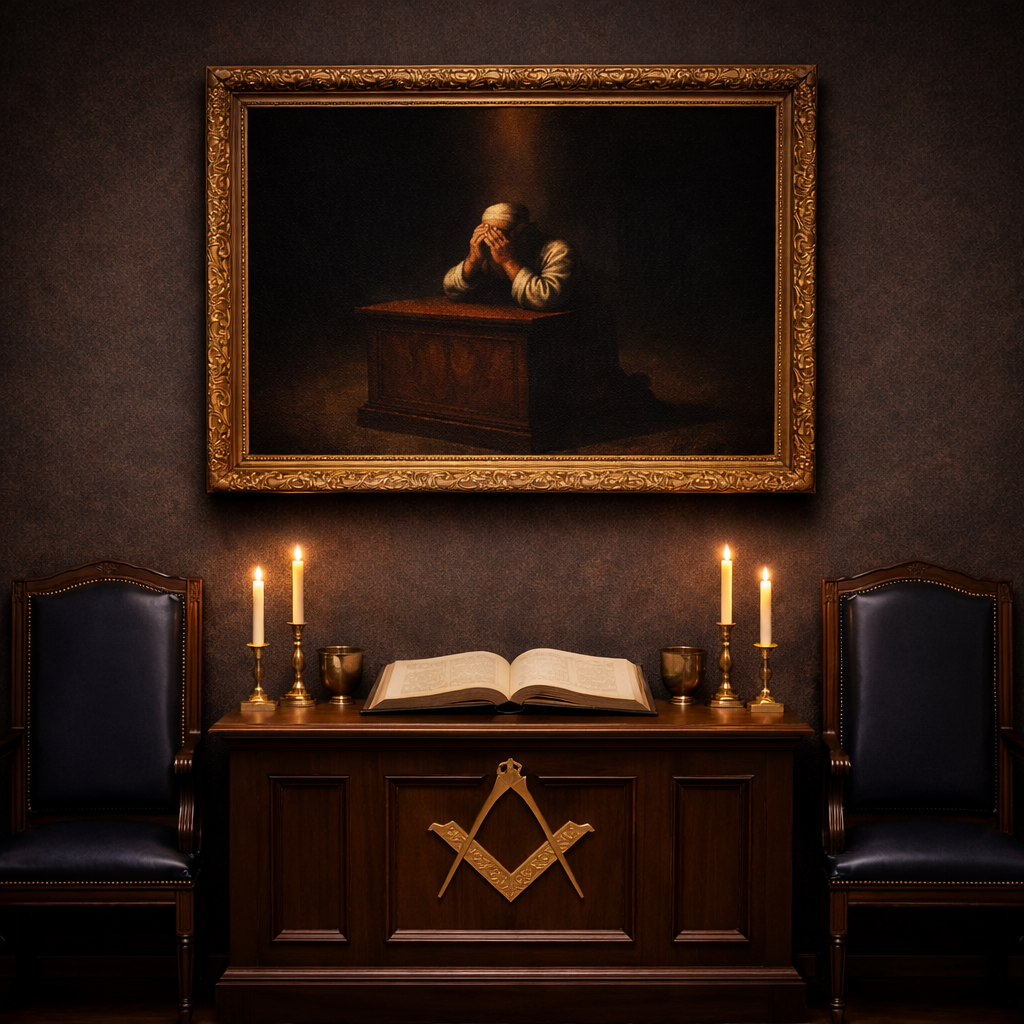 Masonic Canvas - The Master at Prayer - Bricks Masons