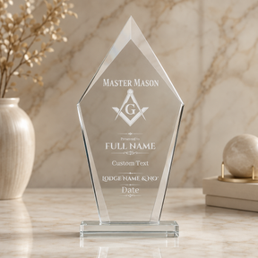 Master Mason Blue Lodge Plaque - Engraved Square & Compass G with Customization