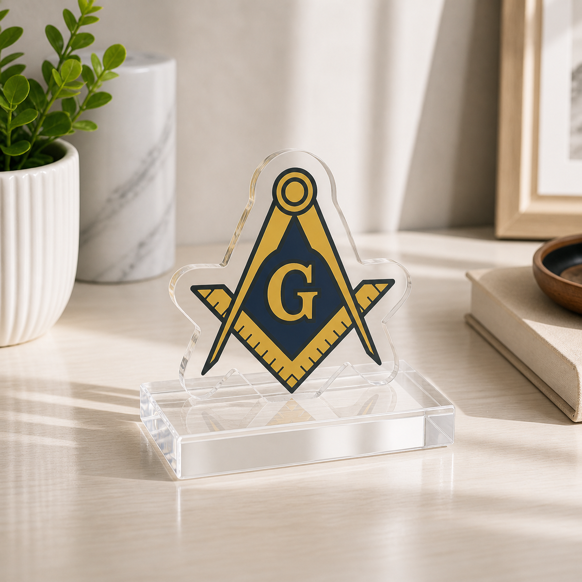 Master Mason Blue Lodge Plaque - Square & Compasses with G Emblem - Bricks Masons