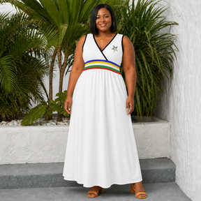 OES Dress - Sleeveless V-Neck with Eastern Star & Colors - Bricks Masons