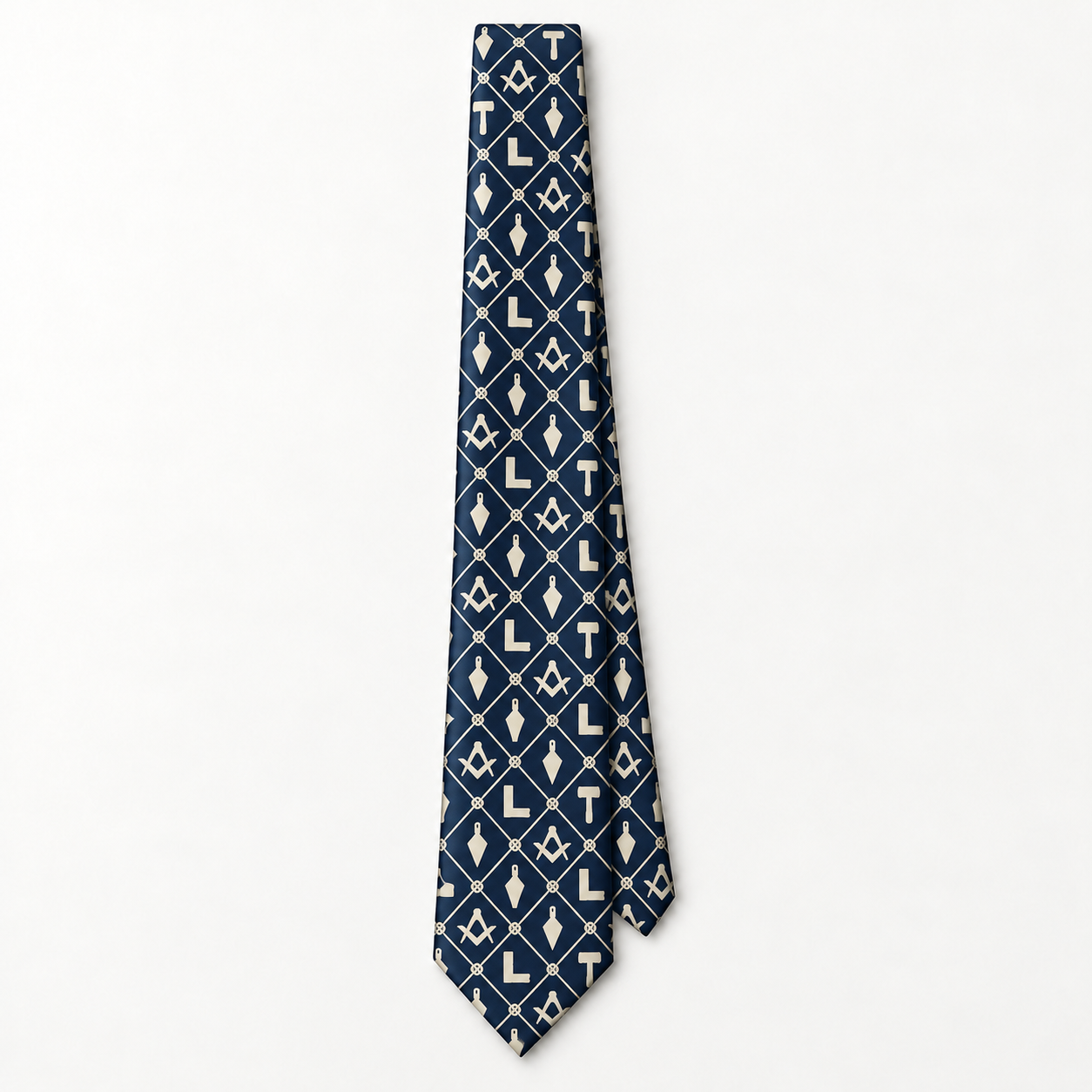 Master Mason Blue Lodge Necktie - Premium Satin Square & Compass With Masonic Working Tools - Bricks Masons