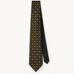 Master Mason Blue Lodge Necktie - Black Premium Satin With Gold Square & Compass G - Bricks Masons