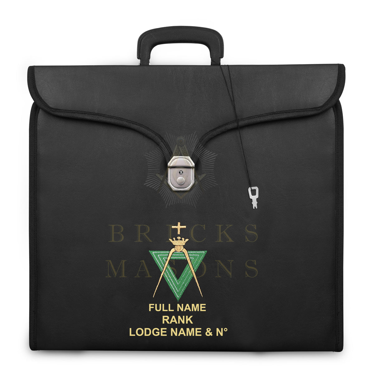 Past Sovereign Master Allied Masonic Degrees Apron Case - Black Imitation Leather MM, WM, Provincial - Bricks Masons