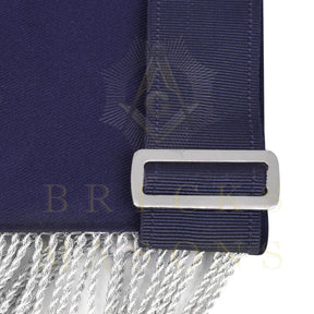Chaplain Blue Lodge Officer Apron - Dark Blue With Silver Hand Embroidery Bullion - Bricks Masons