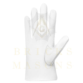 Grand Council Gloves - White Leather With Purple Patch - Bricks Masons
