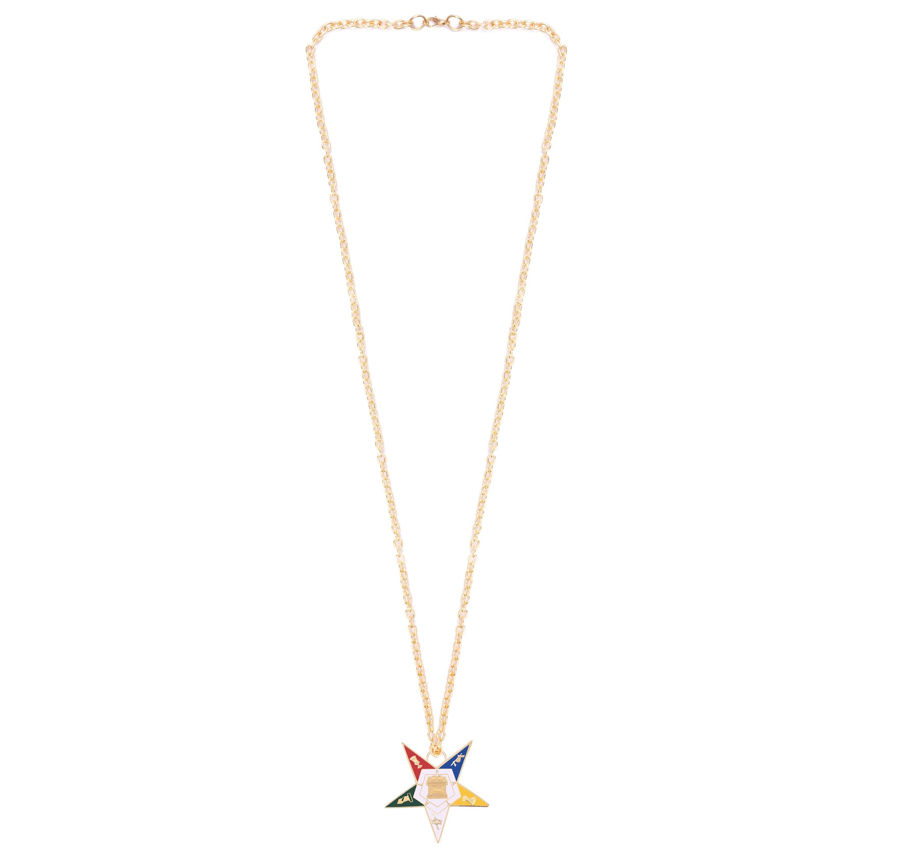 OES Necklace -  Gold Plated & Colorful Star Pentagram Down - Bricks Masons