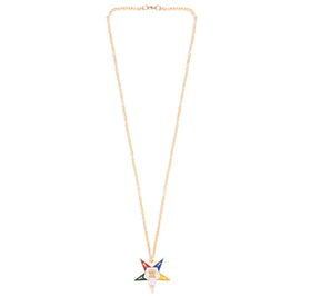 OES Necklace -  Gold Plated & Colorful Star Pentagram Down - Bricks Masons