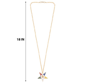 OES Necklace -  Gold Plated & Colorful Star Pentagram Down - Bricks Masons