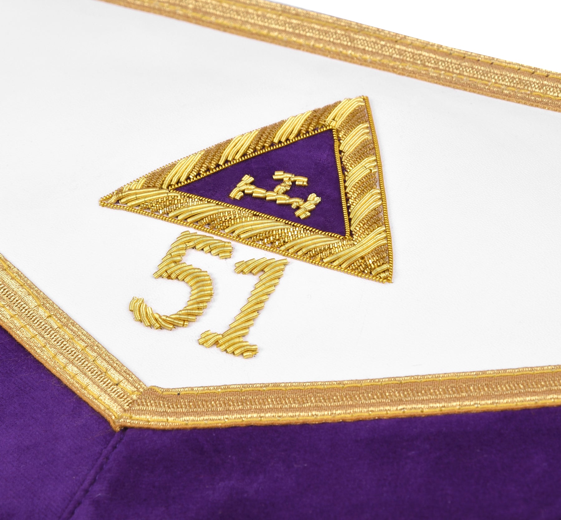 Chaplain Royal Arch Chapter Officer Apron - Purple Velvet with Bullion Hand Embroidery - Bricks Masons