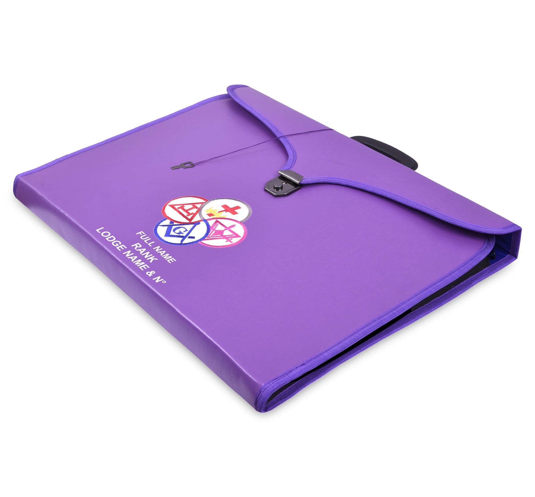 York Rite Apron Case - Purple Leather Different Sizes MM, WM, Provincial - Bricks Masons