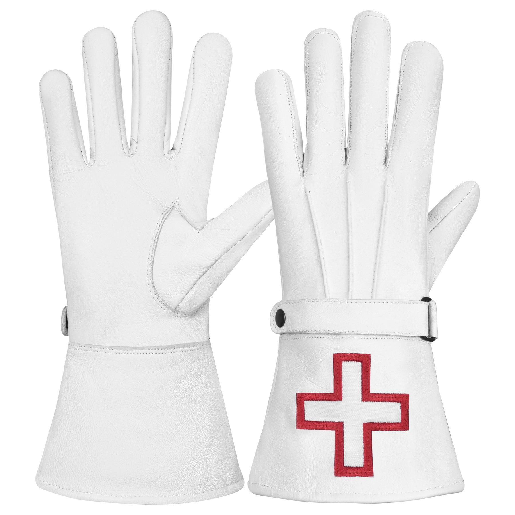 St. Thomas of Acon Gauntlet - White Leather with Wrist Strap