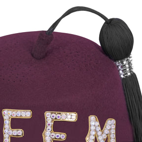 Chapeau Shriners Fez - Lettres strass en laine bordeaux