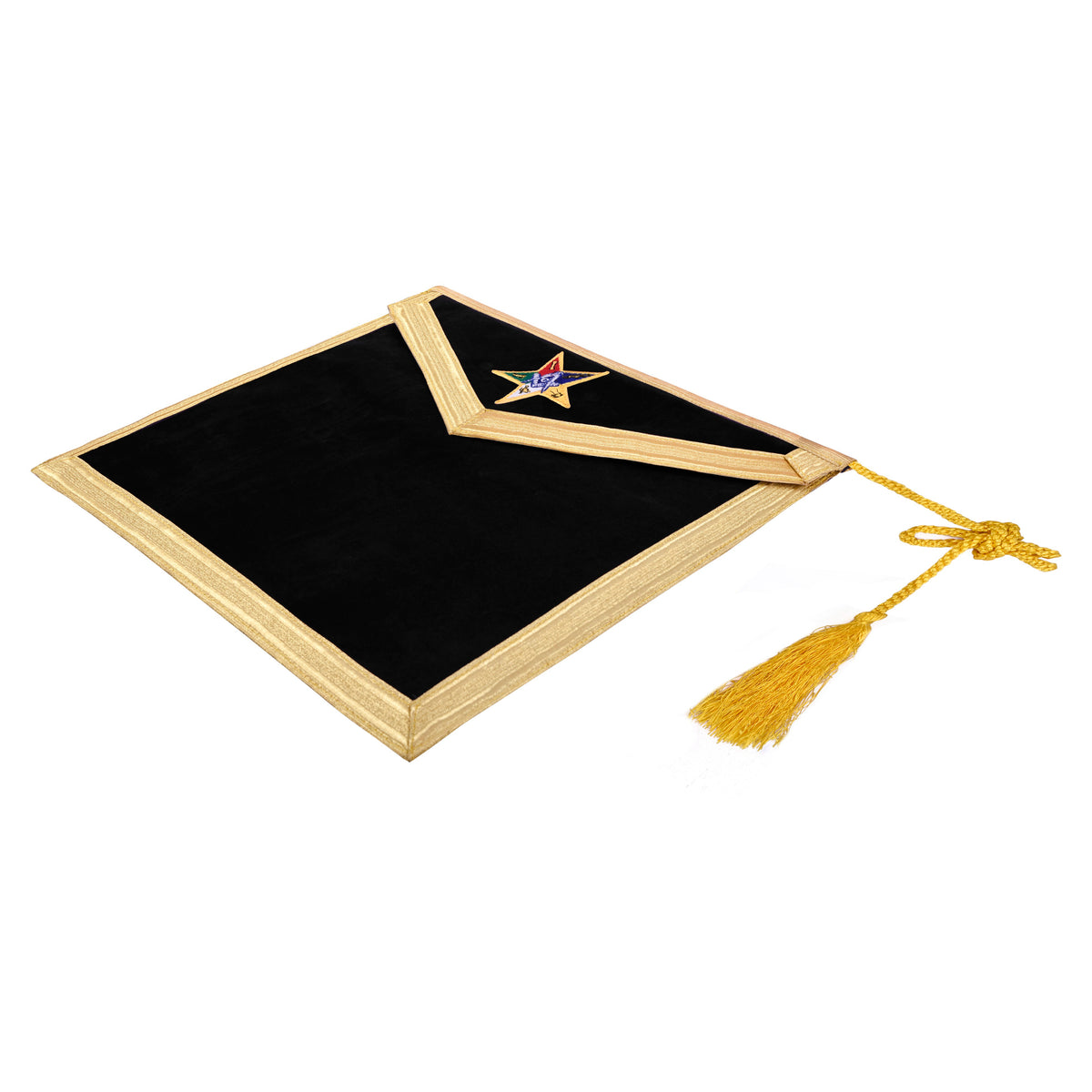 Worthy Patron OES Apron - Purple Velvet With Gold Braid & Tassels - Bricks Masons