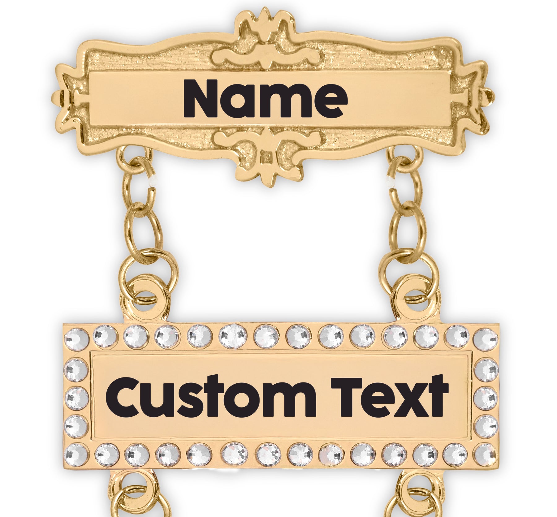 Knights Templar Breast Jewel - Gold Engravable Double Bar Pin - Bricks Masons