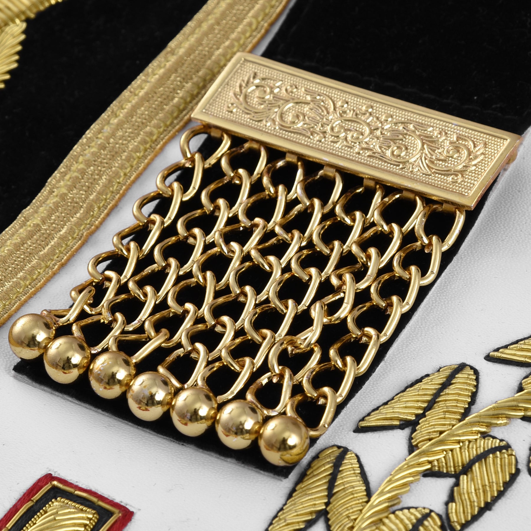 Grand Inspector Apron - Blue Velvet With Gold Hand Embroidery Bullion - Bricks Masons